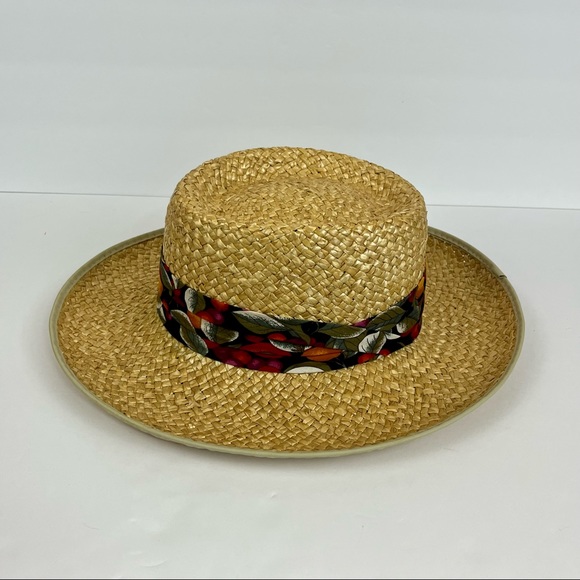 Straw Hat Fruit Fabric Print Made In The USA Size Medium - Picture 5 of 12